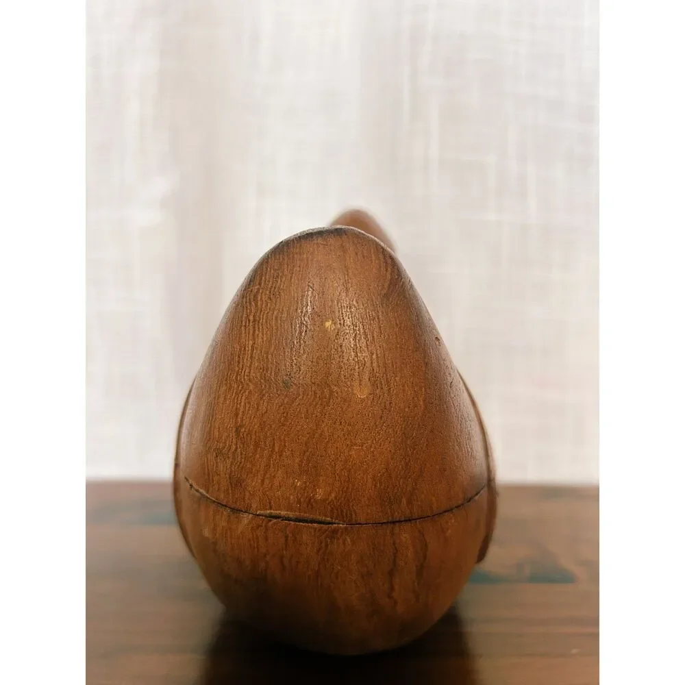 Vintage Hand-Carved Teak Wood Duck Trinket Box